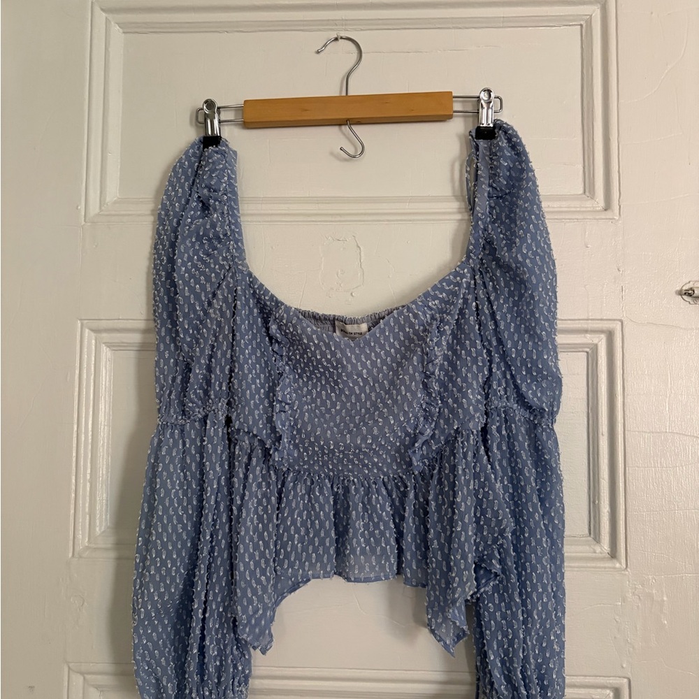 Song of Style Light Blue Patterned Blouse